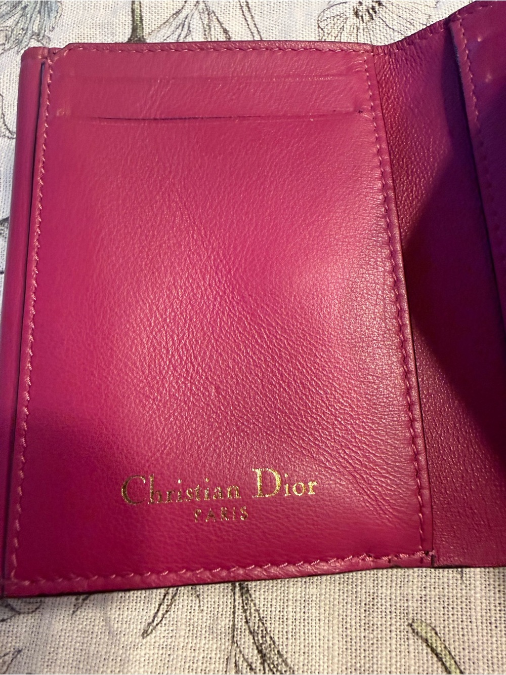 Christian Dior Black & Fuchsia Leather Wallet with Gold Logo - Picture 8 of 8